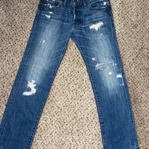 Hollister Blue Straight Jeans with Distressed Details